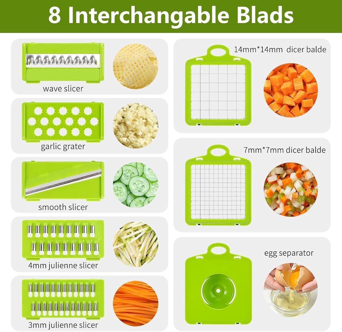 15 in 1 Vegetable Chopper- Food Chopper Onions Vegetable Slicer Dicer, Veggie, Cheese Grate Cutter with 7 Blades for Carrot Salad Garlic Potato Slicer with Large Container Mandoline Kitchen Gadgets