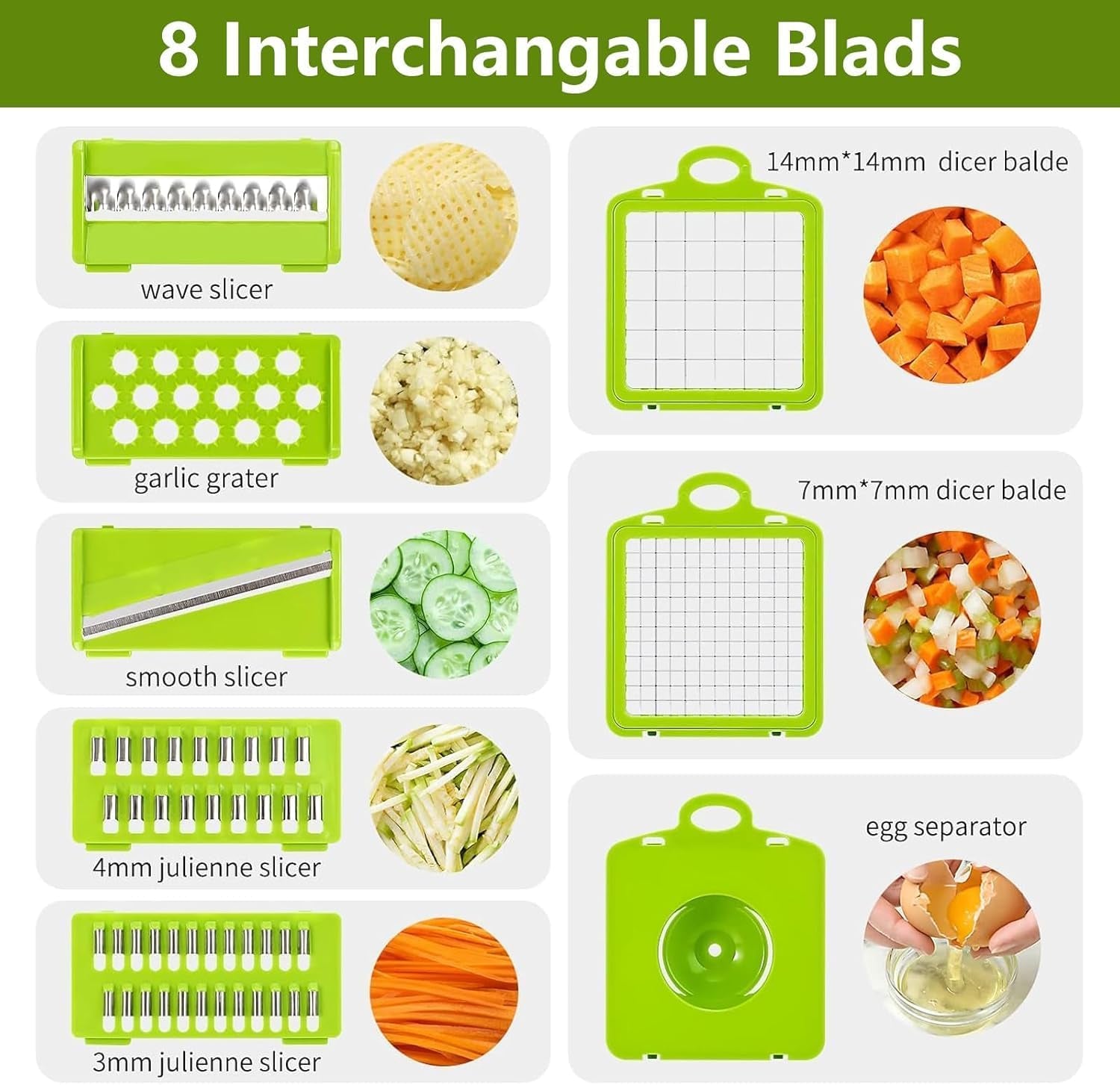 15 in 1 Vegetable Chopper- Food Chopper Onions Vegetable Slicer Dicer, Veggie, Cheese Grate Cutter with 7 Blades for Carrot Salad Garlic Potato Slicer with Large Container Mandoline Kitchen Gadgets